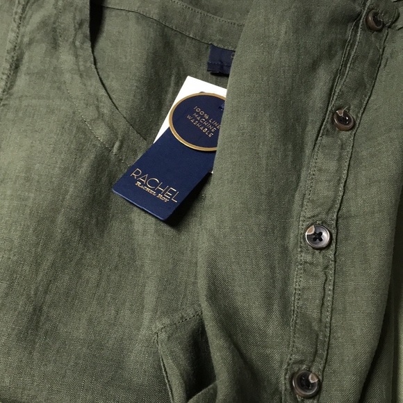 RACHEL ROY 100% Linen Sleeveless Army Green Summer Top - Picture 5 of 12